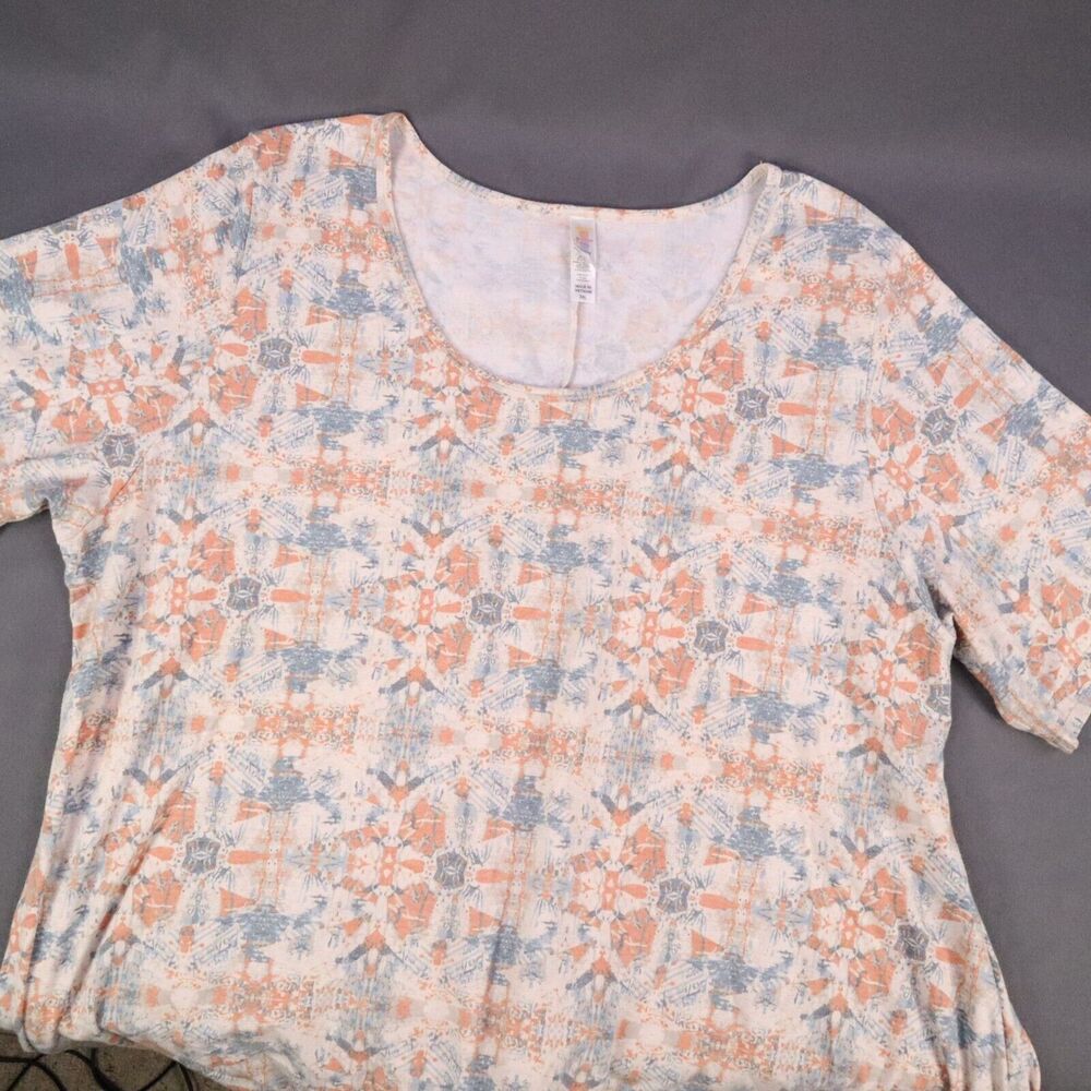 LuLa Roe Women's 3XL Shirt Top Blouse (Gray/Orange Aztec)